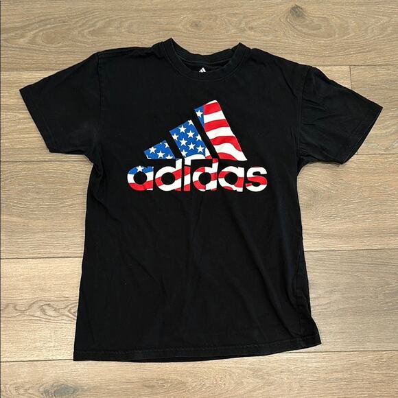 ADIDAS Black Cotton USA Golf Short Sleeve‎ Crew Neck Tee Shirt T Top Size Small - Picture 1 of 10